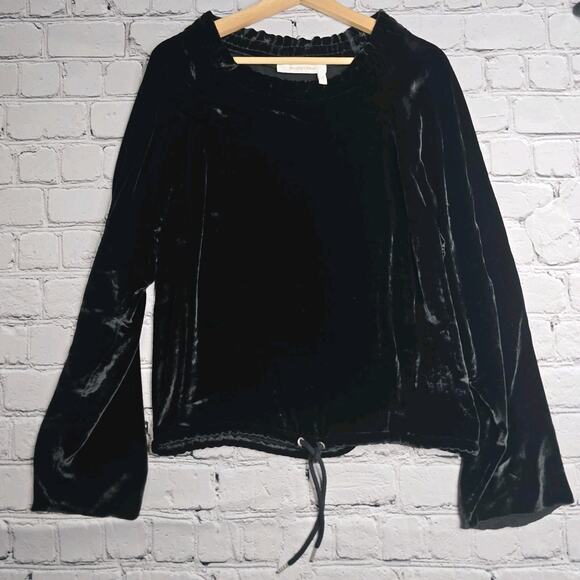 See by Chloe Black Silk Blend Bell Sleeve Velvety Round Neck Drawstring Hem 38 - Picture 1 of 11